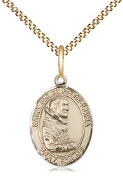 [8125GF/18G] 14kt Gold Filled Saint Pio of Pietrelcina Pendant on a 18 inch Gold Plate Light Curb chain