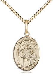 [8127GF/18G] 14kt Gold Filled Saint Ursula Pendant on a 18 inch Gold Plate Light Curb chain