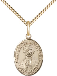 [8131GF/18G] 14kt Gold Filled Saint Marcellin Champagnat Pendant on a 18 inch Gold Plate Light Curb chain