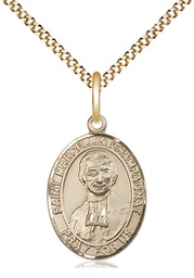 [8131GF/18G] 14kt Gold Filled Saint Marcellin Champagnat Pendant on a 18 inch Gold Plate Light Curb chain