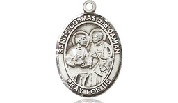 [8132SS] Sterling Silver Saints Cosmas &amp; Damian Medal