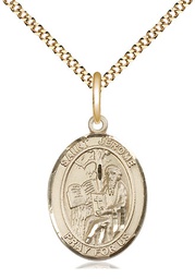 [8135GF/18G] 14kt Gold Filled Saint Jerome Pendant on a 18 inch Gold Plate Light Curb chain