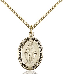 [3985GF/18GF] 14kt Gold Filled Miraculous Pendant on a 18 inch Gold Filled Light Curb chain