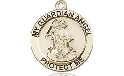 [4053KT] 14kt Gold Guardian Angel Medal
