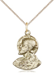 [4117GF/18GF] 14kt Gold Filled Head of Christ Pendant on a 18 inch Gold Filled Light Curb chain