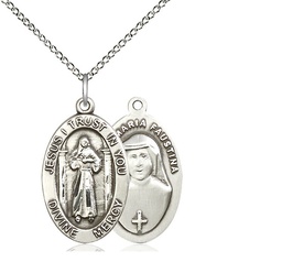[4123DMSS/18SS] Sterling Silver Divine Mercy Pendant on a 18 inch Sterling Silver Light Curb chain