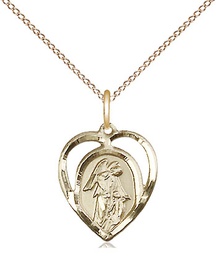 [4129GF/18GF] 14kt Gold Filled Guardian Angel Pendant on a 18 inch Gold Filled Light Curb chain