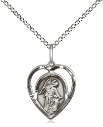 [4129SS/18SS] Sterling Silver Guardian Angel Pendant on a 18 inch Sterling Silver Light Curb chain