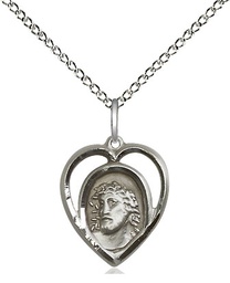 [4131SS/18SS] Sterling Silver Ecce Homo Pendant on a 18 inch Sterling Silver Light Curb chain