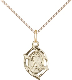 [4154GF/18GF] 14kt Gold Filled Guardian Angel Pendant on a 18 inch Gold Filled Light Curb chain