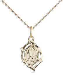 [4154GF/18GF] 14kt Gold Filled Guardian Angel Pendant on a 18 inch Gold Filled Light Curb chain