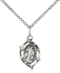 [4154SS/18SS] Sterling Silver Guardian Angel Pendant on a 18 inch Sterling Silver Light Curb chain