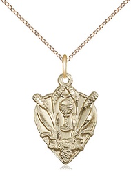 [4200GF/18GF] 14kt Gold Filled Communion Pendant on a 18 inch Gold Filled Light Curb chain