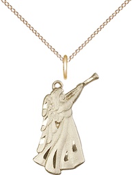 [4240GF/18GF] 14kt Gold Filled Guardian Angel Pendant on a 18 inch Gold Filled Light Curb chain
