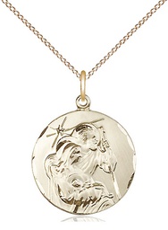 [4245GF/18GF] 14kt Gold Filled Holy Family Pendant on a 18 inch Gold Filled Light Curb chain
