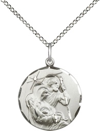 [4245SS/18SS] Sterling Silver Holy Family Pendant on a 18 inch Sterling Silver Light Curb chain