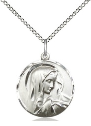 [4249SS/18SS] Sterling Silver Sorrowful Mother Pendant on a 18 inch Sterling Silver Light Curb chain