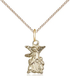 [4253GF/18GF] 14kt Gold Filled Guardian Angel Pendant on a 18 inch Gold Filled Light Curb chain