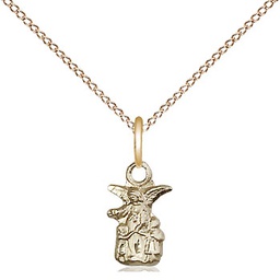 [4254GF/18GF] 14kt Gold Filled Littlest Angel Pendant on a 18 inch Gold Filled Light Curb chain