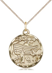 [4274GF/18GF] 14kt Gold Filled Noah Pendant on a 18 inch Gold Filled Light Curb chain