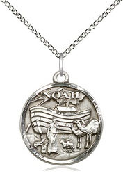 [4274SS/18SS] Sterling Silver Noah Pendant on a 18 inch Sterling Silver Light Curb chain