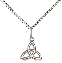 [5100SS/18SS] Sterling Silver Trinity Irish Knot Pendant on a 18 inch Sterling Silver Light Curb chain