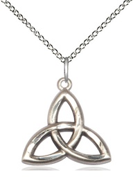 [5101SS/18SS] Sterling Silver Trinity Irish Knot Pendant on a 18 inch Sterling Silver Light Curb chain