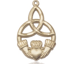 [5102KT] 14kt Gold Irish Knot Claddagh Medal