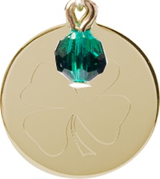 [5107EMKT] 14kt Gold Shamrock Medal with a Emerald bead