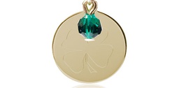 [5107EMKT] 14kt Gold Shamrock Medal with a Emerald bead