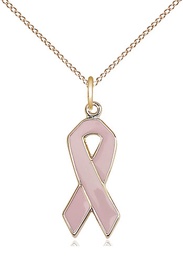 [5151PKGF/18GF] 14kt Gold Filled Cancer Awareness Pendant on a 18 inch Gold Filled Light Curb chain