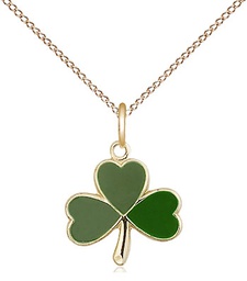 [5243GF/18GF] 14kt Gold Filled Shamrock Pendant on a 18 inch Gold Filled Light Curb chain