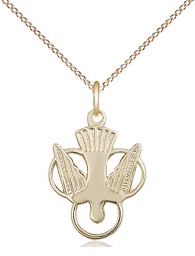 [5430GF/18GF] 14kt Gold Filled Holy Spirit Pendant on a 18 inch Gold Filled Light Curb chain
