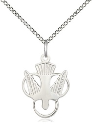 [5430SS/18SS] Sterling Silver Holy Spirit Pendant on a 18 inch Sterling Silver Light Curb chain