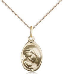 [5447GF/18GF] 14kt Gold Filled Madonna &amp; Child Pendant on a 18 inch Gold Filled Light Curb chain
