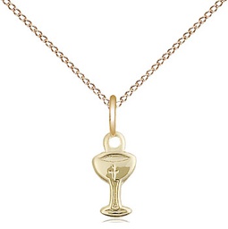 [5614GF/18GF] 14kt Gold Filled Chalice Pendant on a 18 inch Gold Filled Light Curb chain
