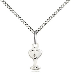 [5614SS/18SS] Sterling Silver Chalice Pendant on a 18 inch Sterling Silver Light Curb chain