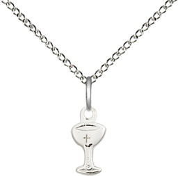 [5614SS/18SS] Sterling Silver Chalice Pendant on a 18 inch Sterling Silver Light Curb chain
