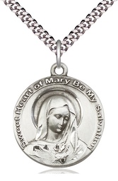 [5625SS/24S] Sterling Silver Mary Pendant on a 24 inch Light Rhodium Heavy Curb chain