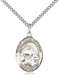 [8267SS/18S] Sterling Silver Saint Julia Billiart Pendant on a 18 inch Light Rhodium Light Curb chain