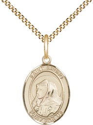 [8270GF/18G] 14kt Gold Filled Saint Bruno Pendant on a 18 inch Gold Plate Light Curb chain