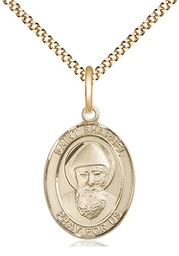 [8271GF/18G] 14kt Gold Filled Saint Sharbel Pendant on a 18 inch Gold Plate Light Curb chain