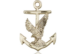 [5691KT] 14kt Gold Anchor Eagle Medal