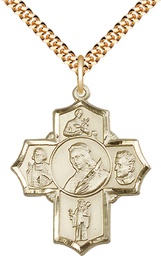 [5698GF/24G] 14kt Gold Filled Philomena Vian Bos Jude Gerard Pendant on a 24 inch Gold Plate Heavy Curb chain