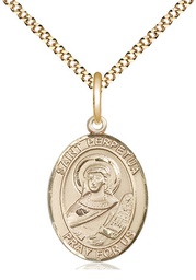 [8272GF/18G] 14kt Gold Filled Saint Perpetua Pendant on a 18 inch Gold Plate Light Curb chain