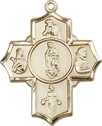 [5705KT] 14kt Gold Guadalupe Diego Pio Xav Nino Medal