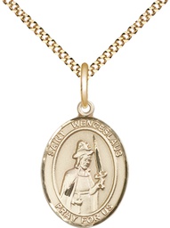 [8273GF/18G] 14kt Gold Filled Saint Wenceslaus Pendant on a 18 inch Gold Plate Light Curb chain