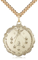[5897GF/24G] 14kt Gold Filled Seven Gifts Pendant on a 24 inch Gold Plate Heavy Curb chain