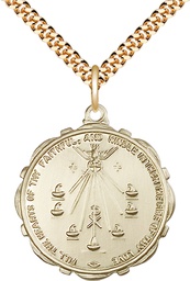 [5897GF/24G] 14kt Gold Filled Seven Gifts Pendant on a 24 inch Gold Plate Heavy Curb chain