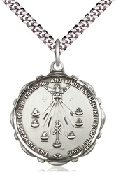 [5897SS/24S] Sterling Silver Seven Gifts Pendant on a 24 inch Light Rhodium Heavy Curb chain